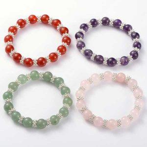Variety of 10mm stretchy beaded gemstone bracelets