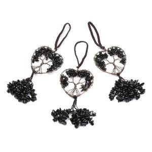 Black Obsidian Wire Wrapped Hanging Heart Decor