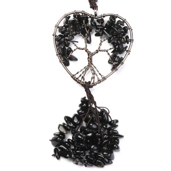 Black Obsidian Wire Wrapped Hanging Heart Decor
