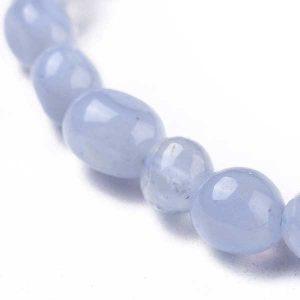 Blue Lace Agate stretchy pebble bracelets