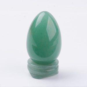 Green Aventurine carved Egg and Stand