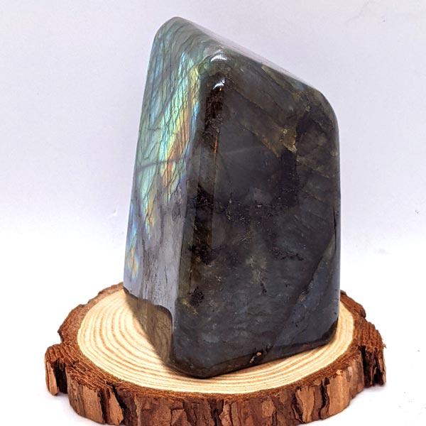 Cut and polished standing Labradorite column with beautiful flashes of color