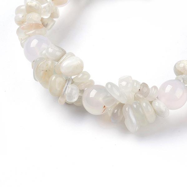 Moonstone pebble and bead stretch bracelet