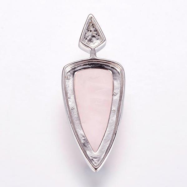 Rose Quartz Arrow shaped pendant with hidden bail back side