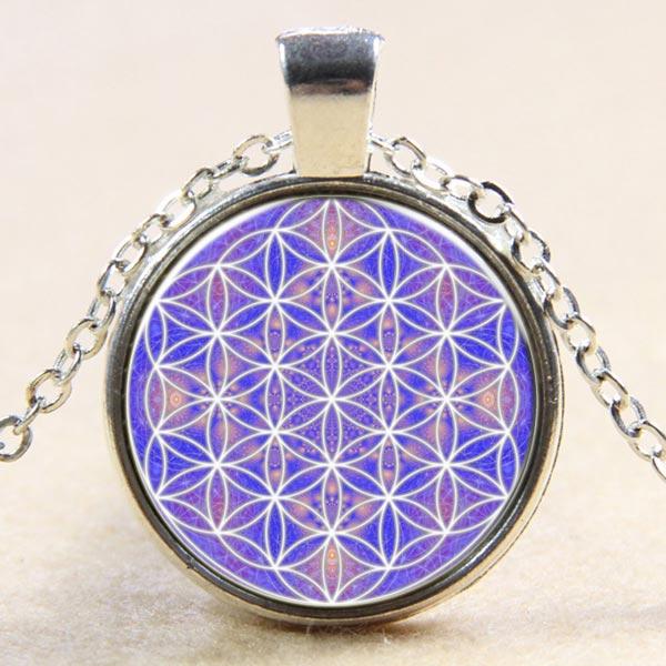 Seed of Life Domed Glass Pendant Necklace