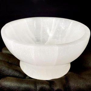 Carved Selenite Bowl with Base