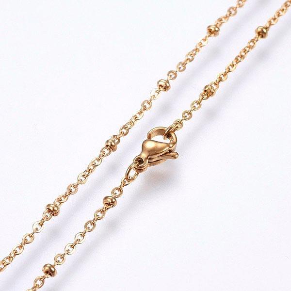 18 Inch Gold with beads Stainless Steel Cable Chain
