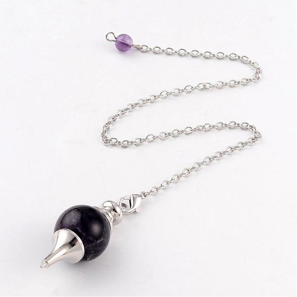 Amethyst Sphere Gemstone Pendulum with detachable chain
