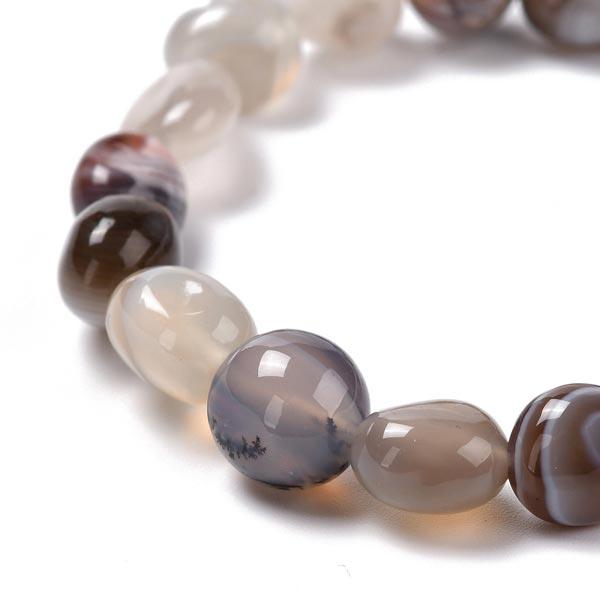 Botswana Agate Stretchy Gemstone Pebble Bracelets