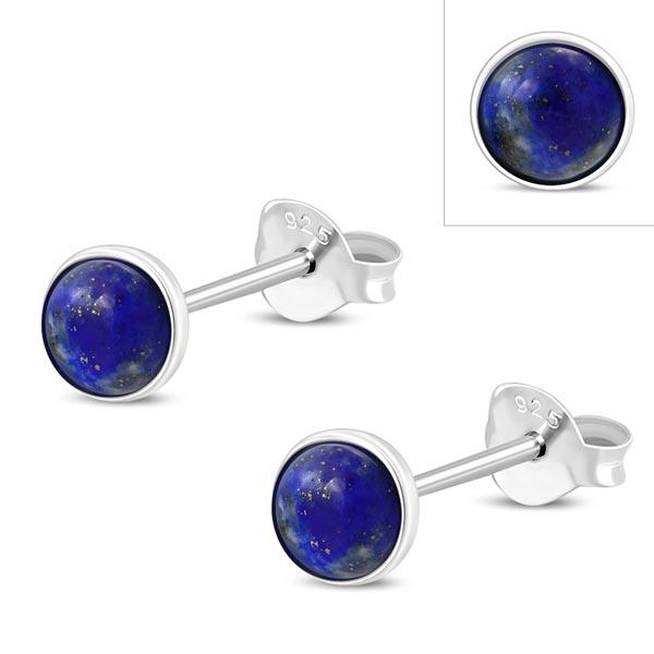 Lapis Lazuli Round Sterling Silver Stud Earrings