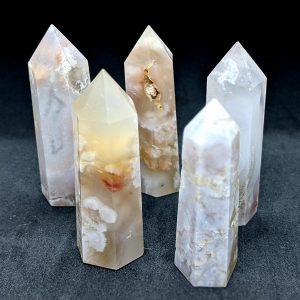 Flower Agate cut and polished towers