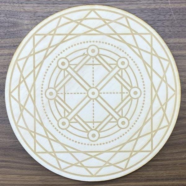 Squares In Squares Laser Cut Birch Wood Crystal Grid Plate