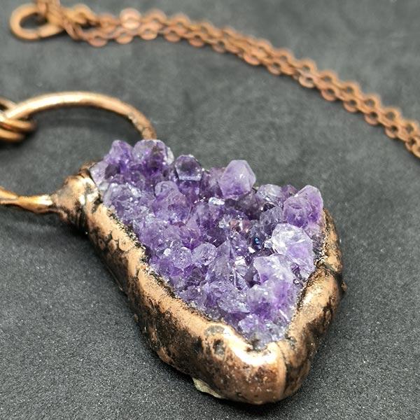 Raw Amethyst Necklace for Protection and Motivation