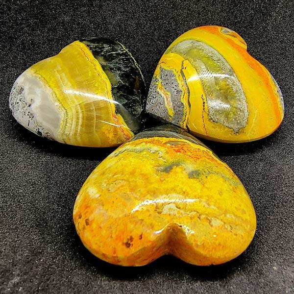 Bumblebee Jasper Carved and Polished Hearts