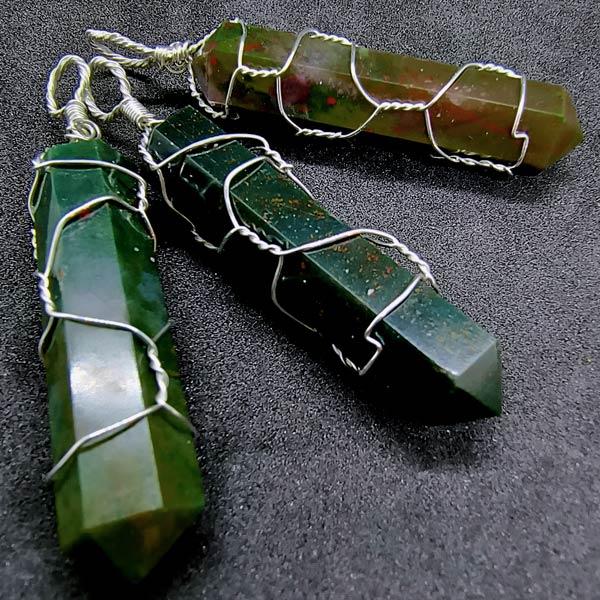 Bloodstone double terminated points wire wrapped with sterling silver