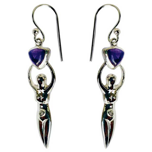 Sterling Silver Goddess with Amethyst Earrings